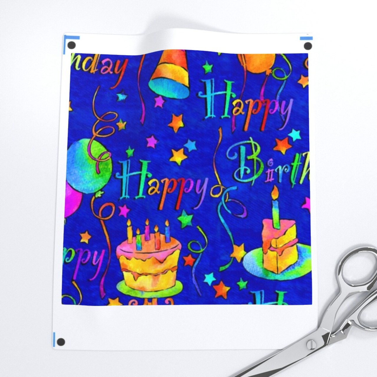 Kids, Birthday Party, Happy Birthday, Rainbow, Cake, Balloons, Children, Streamers, Multi Colored Custom Printed Fabric by Spoonflower Various Fabrics by the Yard or Fat Quarter